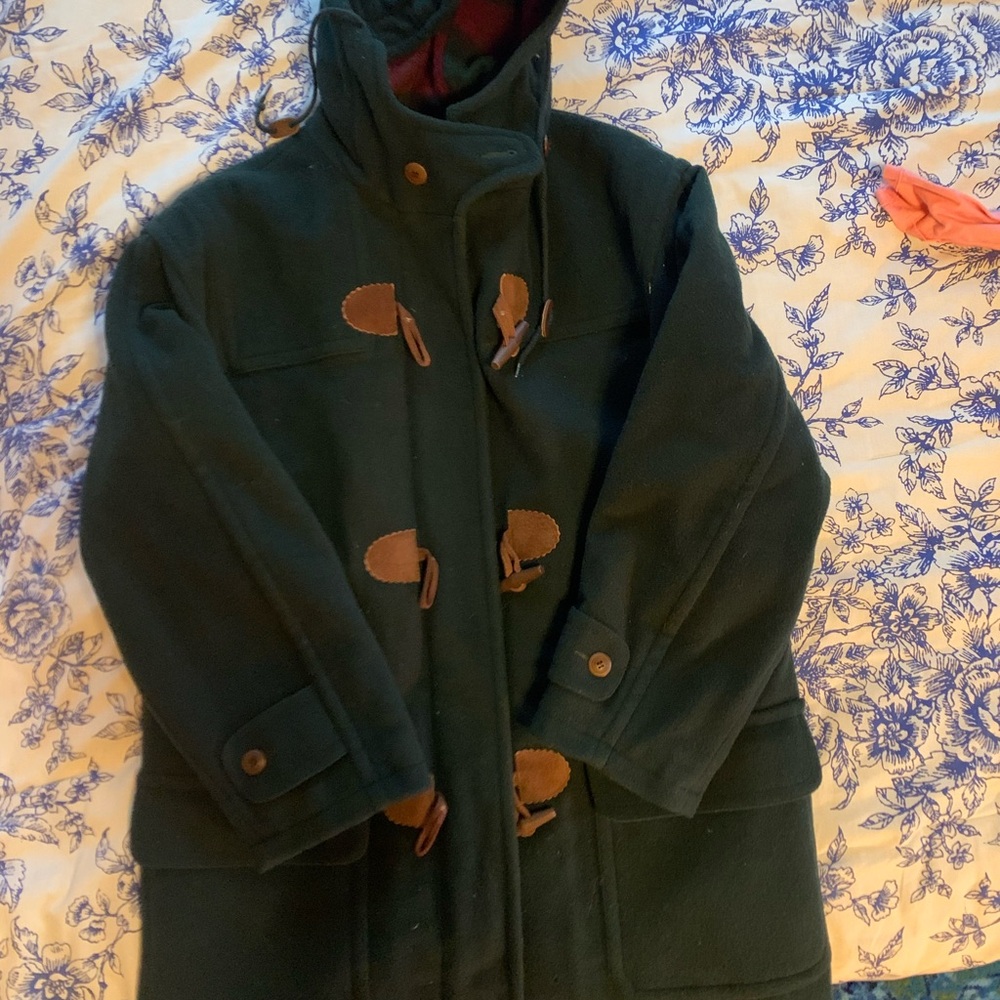 L.L. Bean Green and Brown Wool Coat
